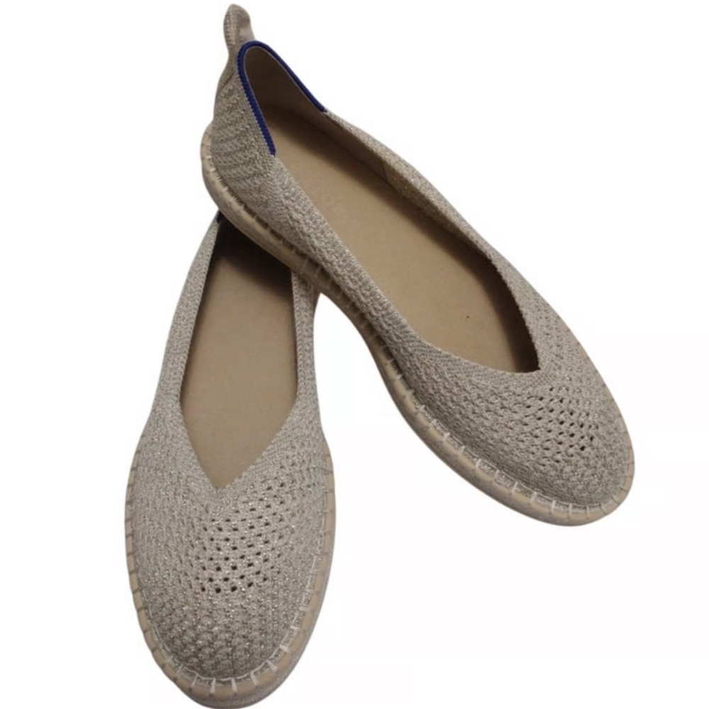 Rothy’s The Espadrille Diamond Metallic Size 10 Women’s Flat beige - Picture 2 of 4